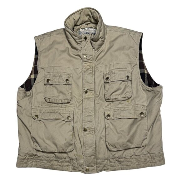 FIELD & STREAM Vintage Y2K Outdoor Plaid Lined Hunting Fishing Cottage Vest 2XL - Picture 2 of 9